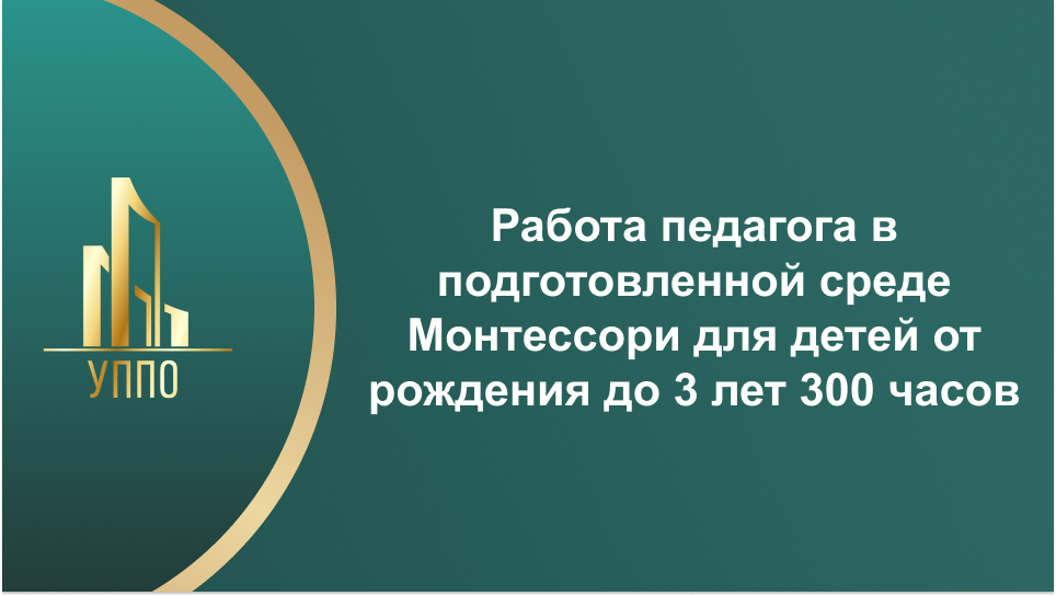Работа педагога в подготовленной среде Монтессори для детей от рождения до 3 лет 300 часов